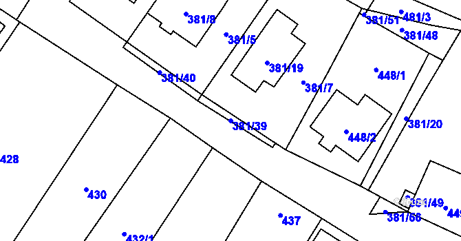 Parcela st. 381/39 v KÚ Šanov nad Jevišovkou, Katastrální mapa