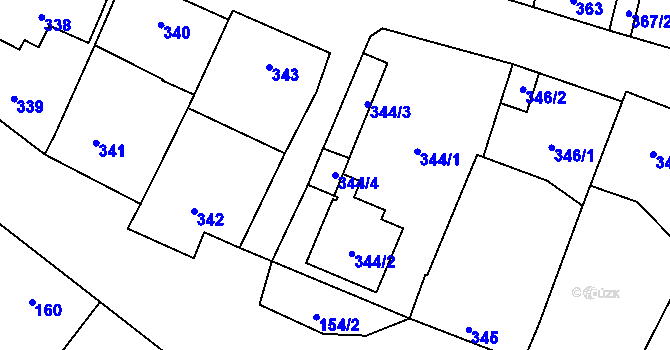 Parcela st. 344/4 v KÚ Šanov nad Jevišovkou, Katastrální mapa