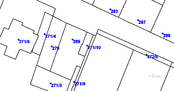 Parcela st. 271/10 v KÚ Šanov nad Jevišovkou, Katastrální mapa