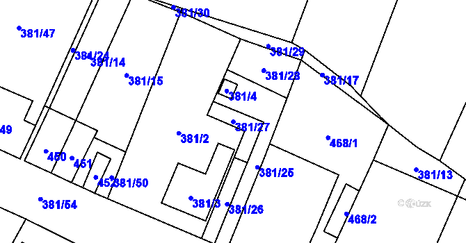 Parcela st. 381/27 v KÚ Šanov nad Jevišovkou, Katastrální mapa