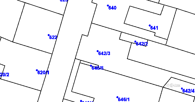 Parcela st. 642/3 v KÚ Šanov nad Jevišovkou, Katastrální mapa