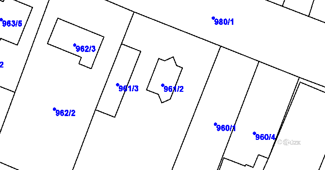 Parcela st. 961/2 v KÚ Šanov nad Jevišovkou, Katastrální mapa