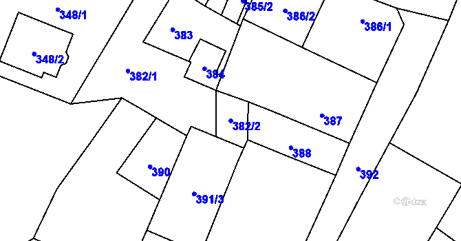 Parcela st. 382/2 v KÚ Šanov nad Jevišovkou, Katastrální mapa