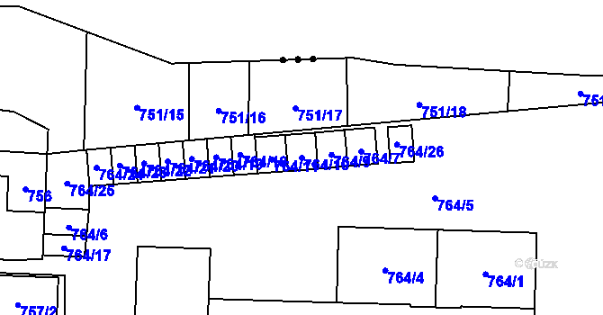 Parcela st. 764/10 v KÚ Šanov nad Jevišovkou, Katastrální mapa