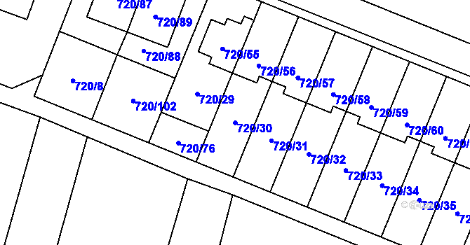 Parcela st. 720/30 v KÚ Šanov nad Jevišovkou, Katastrální mapa