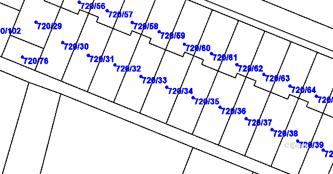 Parcela st. 720/34 v KÚ Šanov nad Jevišovkou, Katastrální mapa