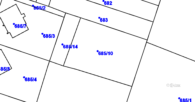 Parcela st. 685/10 v KÚ Šanov nad Jevišovkou, Katastrální mapa