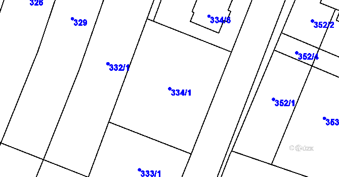 Parcela st. 334/1 v KÚ Šanov nad Jevišovkou, Katastrální mapa
