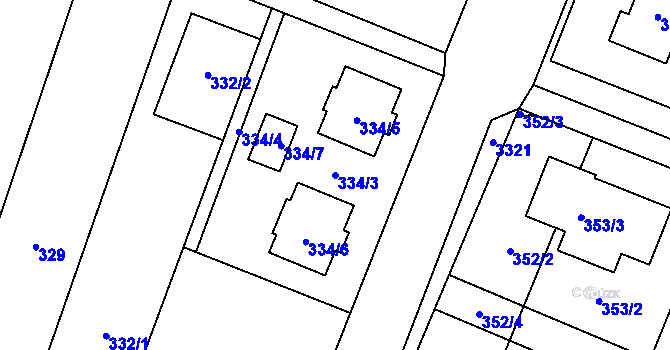 Parcela st. 334/3 v KÚ Šanov nad Jevišovkou, Katastrální mapa