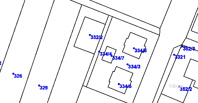 Parcela st. 334/4 v KÚ Šanov nad Jevišovkou, Katastrální mapa