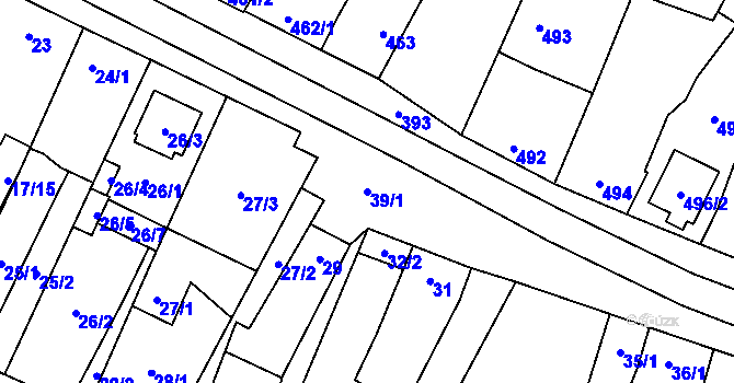 Parcela st. 39/1 v KÚ Šanov nad Jevišovkou, Katastrální mapa