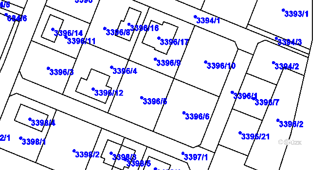 Parcela st. 3396 v KÚ Šanov nad Jevišovkou, Katastrální mapa