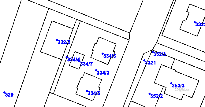 Parcela st. 334/5 v KÚ Šanov nad Jevišovkou, Katastrální mapa