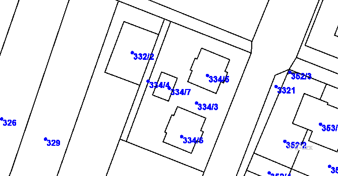 Parcela st. 334/7 v KÚ Šanov nad Jevišovkou, Katastrální mapa