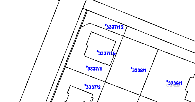 Parcela st. 3337/15 v KÚ Šanov nad Jevišovkou, Katastrální mapa