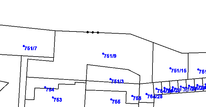 Parcela st. 751/9 v KÚ Šanov nad Jevišovkou, Katastrální mapa