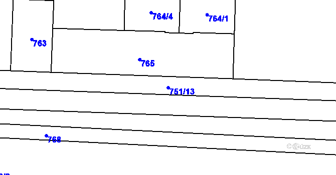 Parcela st. 751/13 v KÚ Šanov nad Jevišovkou, Katastrální mapa