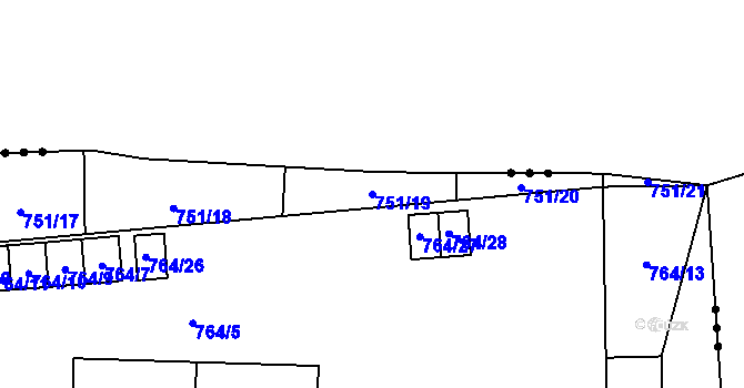 Parcela st. 751/19 v KÚ Šanov nad Jevišovkou, Katastrální mapa