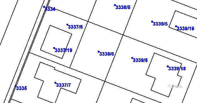 Parcela st. 3338/6 v KÚ Šanov nad Jevišovkou, Katastrální mapa