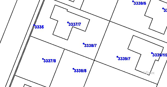 Parcela st. 3338/7 v KÚ Šanov nad Jevišovkou, Katastrální mapa
