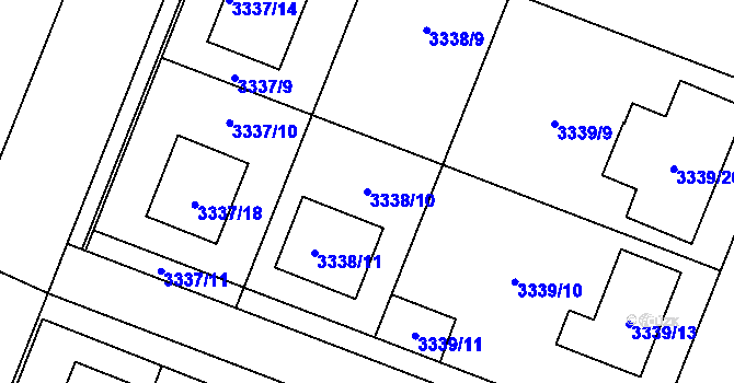 Parcela st. 3338/10 v KÚ Šanov nad Jevišovkou, Katastrální mapa