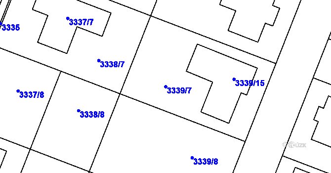 Parcela st. 3339/7 v KÚ Šanov nad Jevišovkou, Katastrální mapa