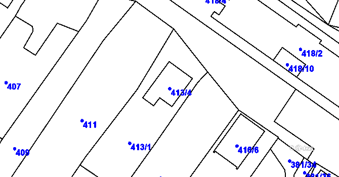 Parcela st. 413/4 v KÚ Šanov nad Jevišovkou, Katastrální mapa