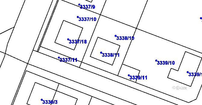 Parcela st. 3338/11 v KÚ Šanov nad Jevišovkou, Katastrální mapa