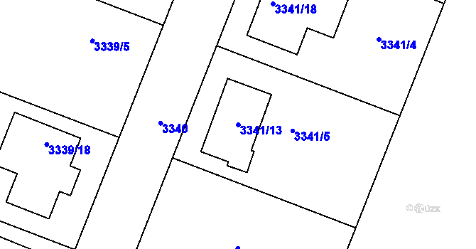 Parcela st. 3341/13 v KÚ Šanov nad Jevišovkou, Katastrální mapa
