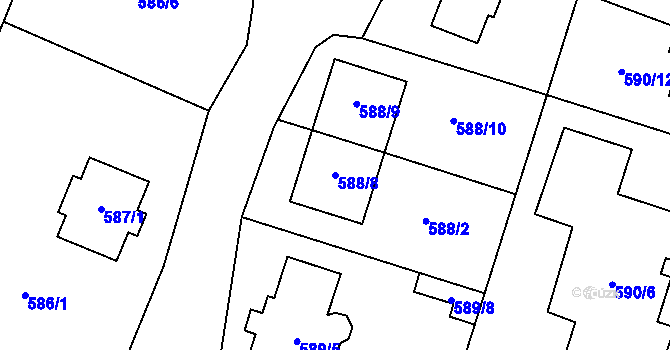 Parcela st. 588/8 v KÚ Šanov nad Jevišovkou, Katastrální mapa