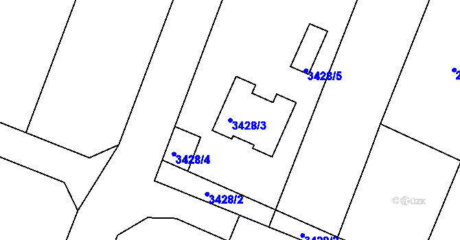 Parcela st. 3428/3 v KÚ Šanov nad Jevišovkou, Katastrální mapa