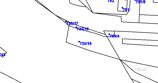 Parcela st. 735/14 v KÚ Šanov nad Jevišovkou, Katastrální mapa