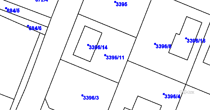 Parcela st. 3396/11 v KÚ Šanov nad Jevišovkou, Katastrální mapa