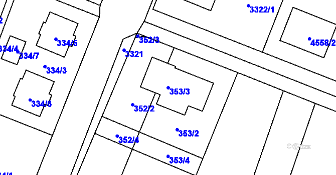 Parcela st. 353/3 v KÚ Šanov nad Jevišovkou, Katastrální mapa