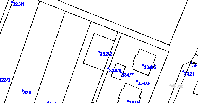 Parcela st. 332/2 v KÚ Šanov nad Jevišovkou, Katastrální mapa