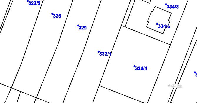 Parcela st. 332/1 v KÚ Šanov nad Jevišovkou, Katastrální mapa