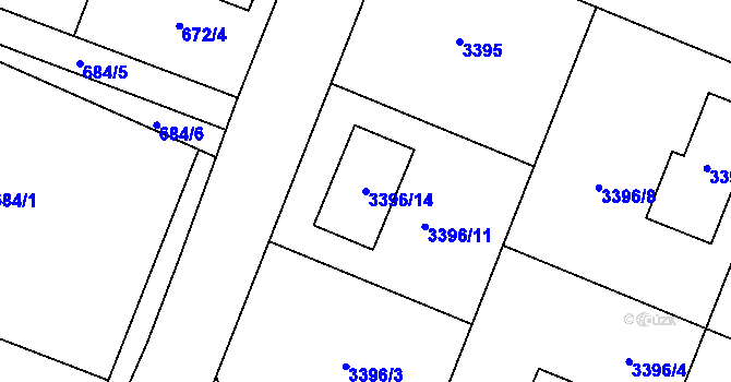 Parcela st. 3396/14 v KÚ Šanov nad Jevišovkou, Katastrální mapa