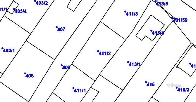 Parcela st. 411/2 v KÚ Šanov nad Jevišovkou, Katastrální mapa