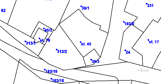 Parcela st. 45 v KÚ Šaplava, Katastrální mapa