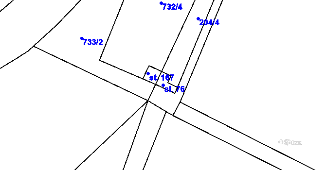 Parcela st. 76 v KÚ Šaplava, Katastrální mapa
