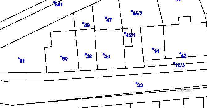 Parcela st. 46 v KÚ Šaratice, Katastrální mapa