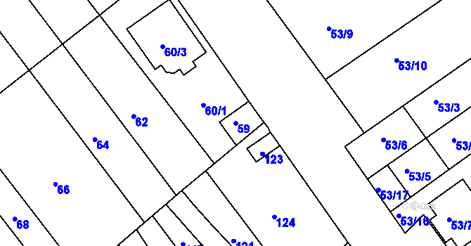 Parcela st. 59 v KÚ Šaratice, Katastrální mapa