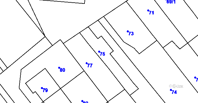 Parcela st. 75 v KÚ Šaratice, Katastrální mapa