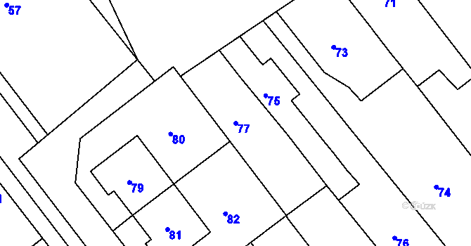 Parcela st. 77 v KÚ Šaratice, Katastrální mapa