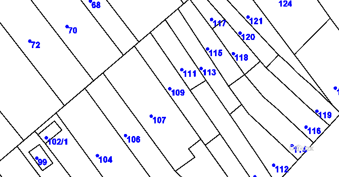 Parcela st. 109 v KÚ Šaratice, Katastrální mapa