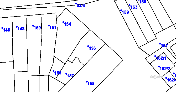 Parcela st. 156 v KÚ Šaratice, Katastrální mapa