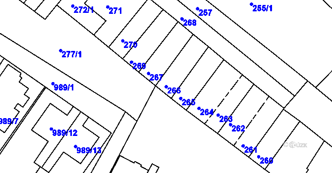 Parcela st. 266 v KÚ Šaratice, Katastrální mapa