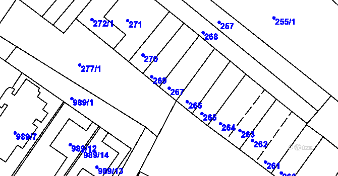 Parcela st. 267 v KÚ Šaratice, Katastrální mapa