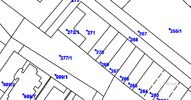 Parcela st. 270 v KÚ Šaratice, Katastrální mapa