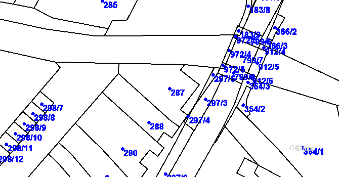 Parcela st. 287 v KÚ Šaratice, Katastrální mapa